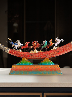 八骏雄风黄铜马大摆件