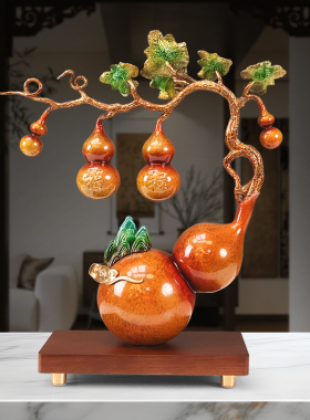 福禄双全铜葫芦摆件家居客厅