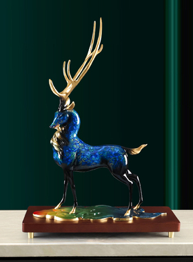 铜鹿摆件招财大漆工艺装饰品