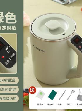 电热杯小型便携煮面烧水杯牛奶加热杯旅行煮粥杯迷你不锈钢电煮杯
