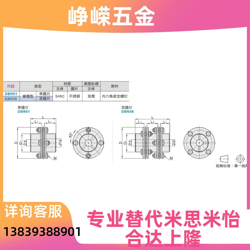 DBN56/DBN51-D82/D56/D68/D94/D104-d22/d25/e28/e22/DCEK联轴器 - 图1