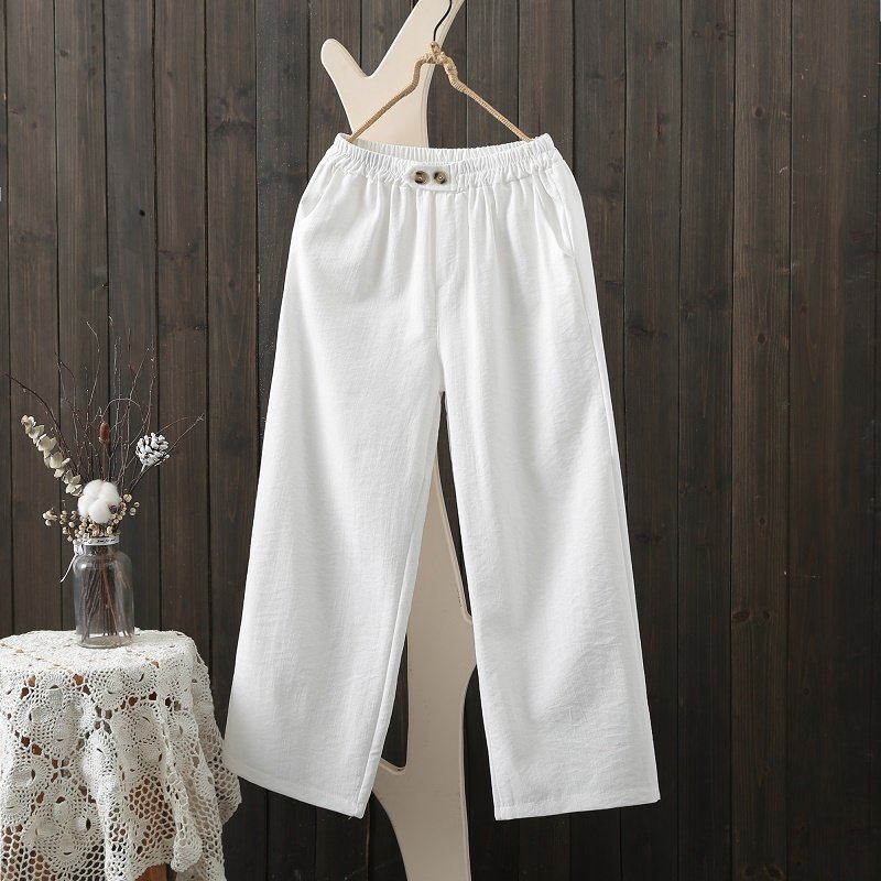 2021新款秋季棉麻裤子直筒休闲裤 怡梨衣休闲裤