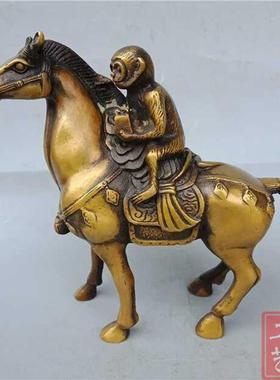 仿古黄铜马摆件马上封侯商务礼品家居办公桌装饰工艺品摆件