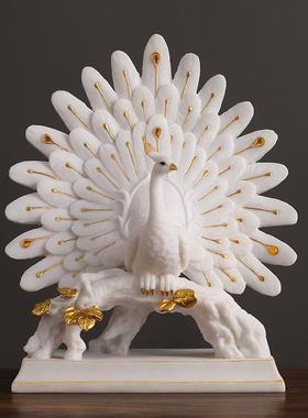 新中式孔雀开屏摆件客厅桌面电视柜玄关装饰品工艺品家居乔迁新居