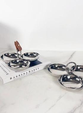 现代简约不锈钢银色小碗装饰摆件样板间茶几书柜桌面创意装饰品