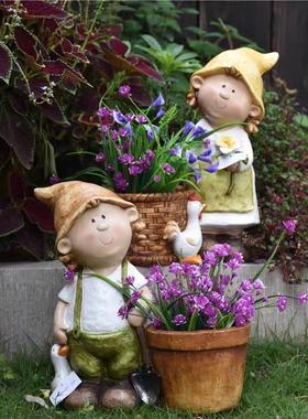 创意花盆家用大号花园户外庭院阳台美式树脂摆件园艺多肉花卉盆栽