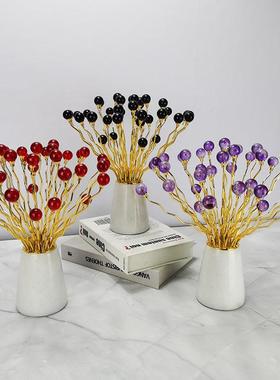 现代轻奢客厅电视柜紫色花开富贵创意家居摆件高端软装饰品摆设