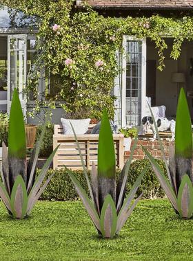 爆款龙舌兰乡村雕塑一体式金属龙舌兰装饰花园庭院艺术装饰