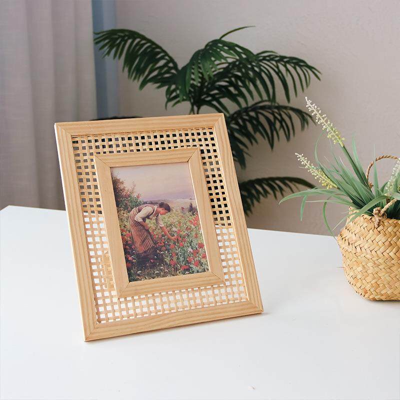 北欧风松木手工竹编相框长方形画框家居用品墙挂床头摆台相框现货,淘宝优惠券,粉丝福利购,淘宝优惠卷