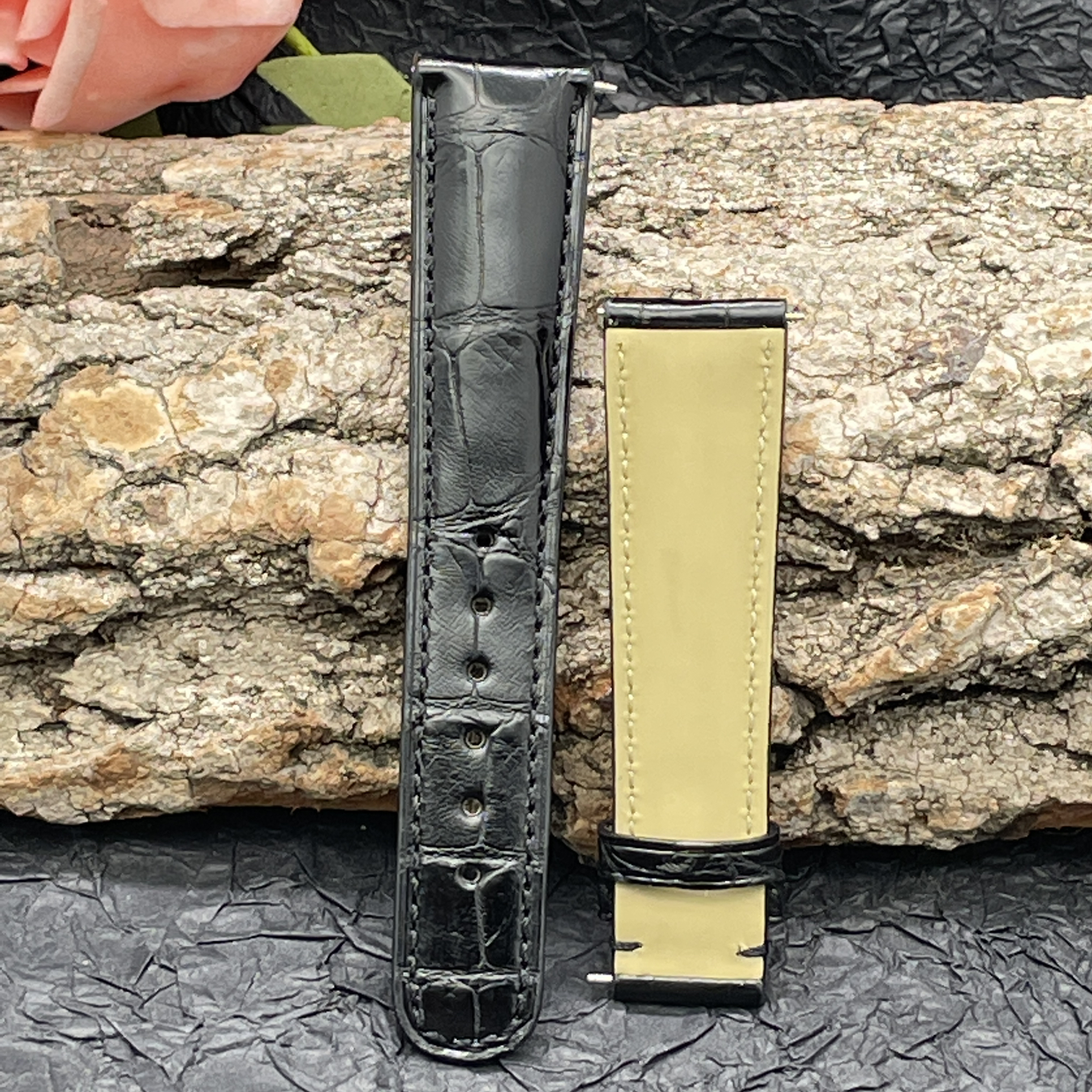 梦诗纯表行 适配精工GS GrandSeiko冠蓝狮大SBGA293G鳄鱼皮表带19