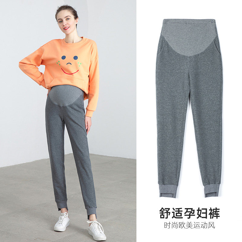 孕妇裤子女秋冬季外穿加绒休闲卫裤 fisherprice爱鹿孕妇打底裤