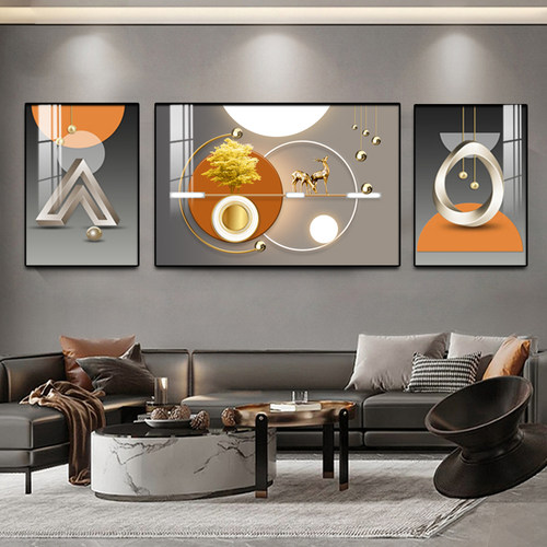 高级感轻奢客厅装饰画抽象大气沙发背景墙三联画现代简约时尚挂画 - 图0