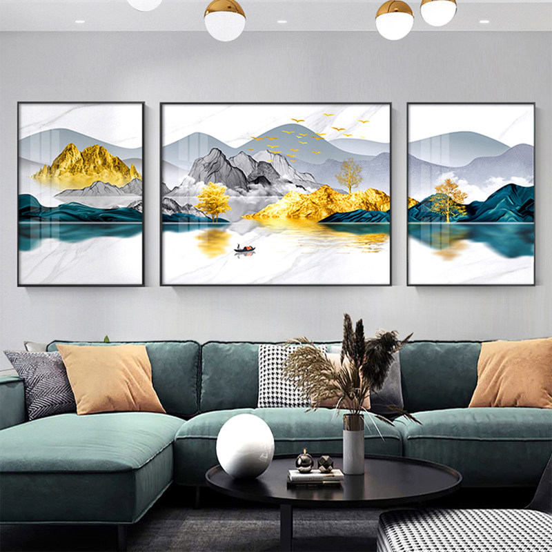 Combined crystal porcelain and diamond Chinese style living room decorative painting