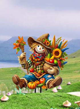 丰收稻草人花园彩色花园桩亚力克