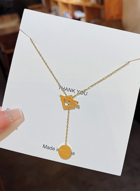 气质轻奢几何钛钢项链不掉色饰品个性ins风锁骨链冷淡风小众配饰