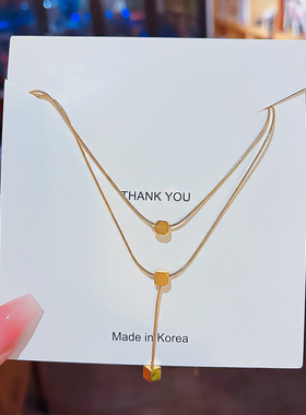 小金球双层嘻哈风流苏项链甜酷小众轻奢锁骨链设计感女生夏季配饰