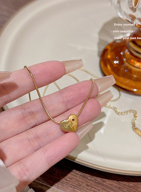 蝴蝶结超闪微镶吊坠新款钛钢项链女小众设计感简约ins潮气质