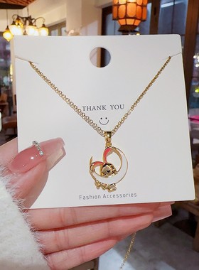 18k钛钢不掉色项链女百搭颈链2025新款爆款轻奢小众ins玉兔锁骨链