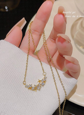 欧美极简吊坠项链女几何冷淡风金色时尚高级简约设计潮流气质