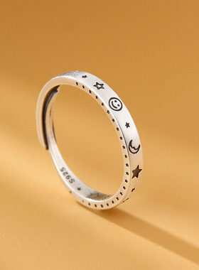 女S925银可爱戒指星空气质