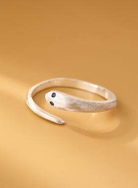 S925银小蛇戒指女时尚个性冷淡风