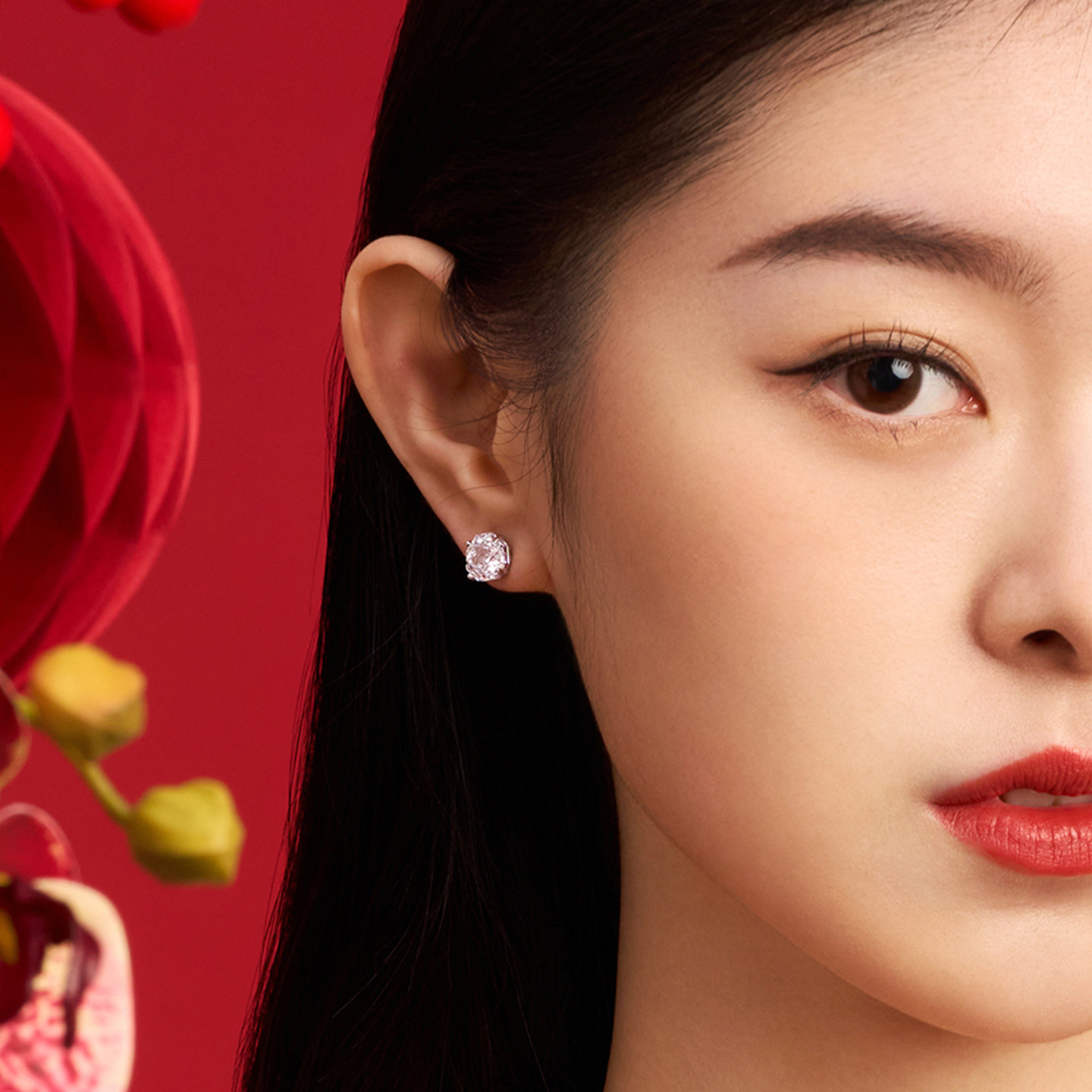 赵露思同款abyb玫瑰耳钉轻奢玫瑰切耳环锆石耳饰项链生日七夕礼物