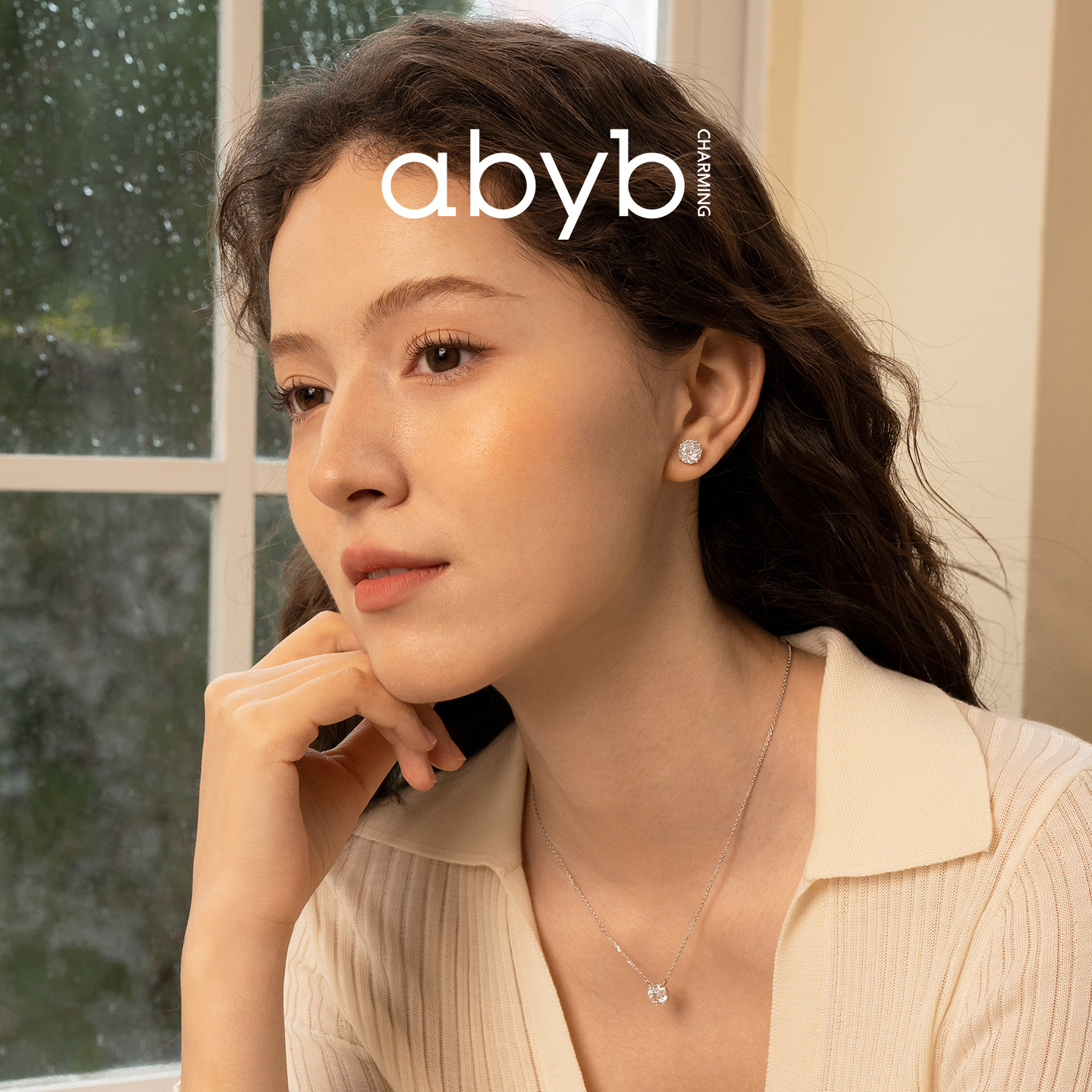 abyb明星同款玫瑰项链锆石锁骨链轻奢新款吊坠颈链纯银生日礼物