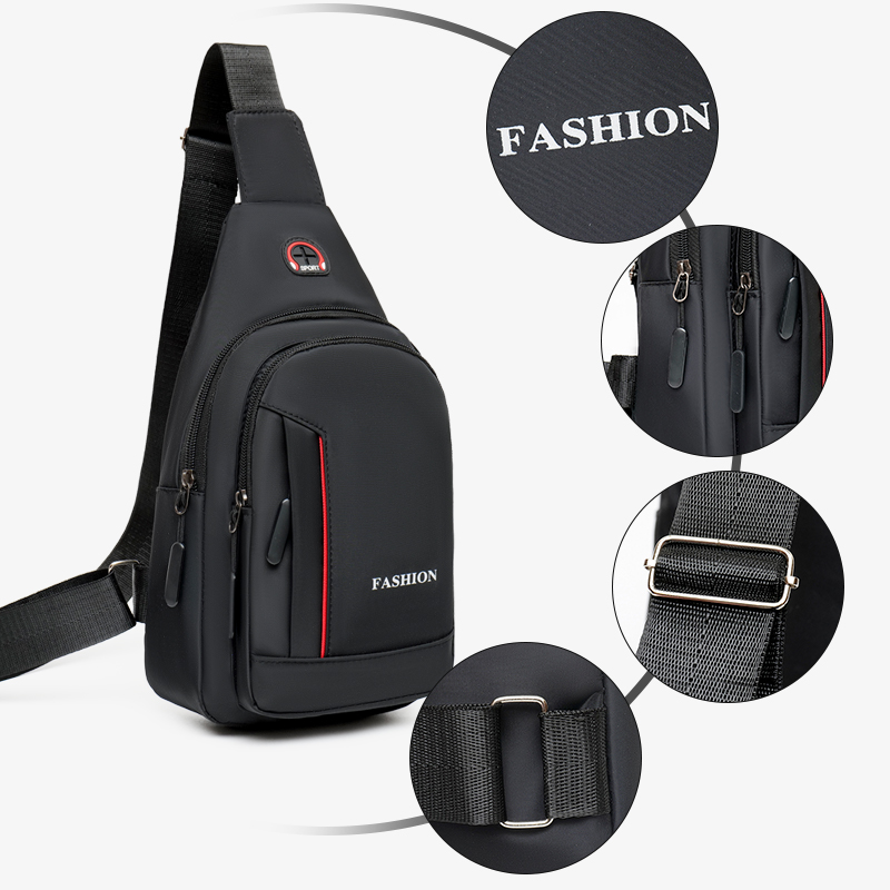 Chest bag men's one-shoulder crossbody bag waterproof Oxford cloth chest trendy sports and casual small shoulder bag backpack men's bag
