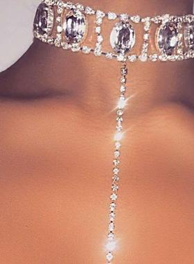 Jewelry long gem neck necklace dress accessories fashion dia