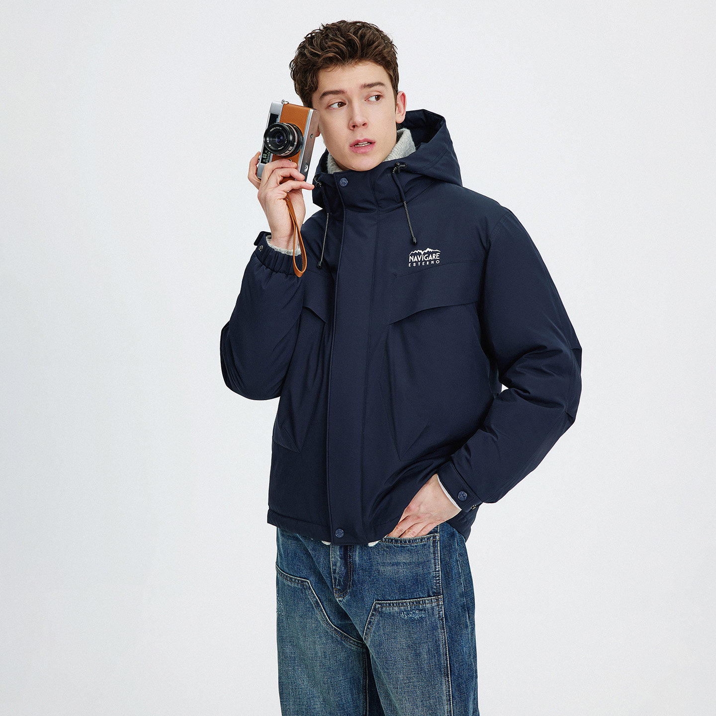 NAVIGARE意大利小帆船时尚落肩羽绒服男士2025冬季新款连帽防寒服,淘宝优惠券,粉丝福利购,淘宝优惠卷