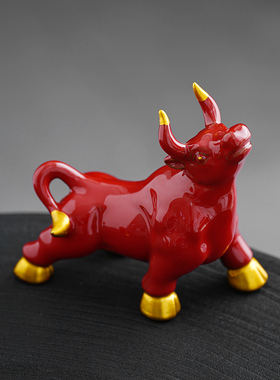 牛气冲天生肖兔子茶台摆件