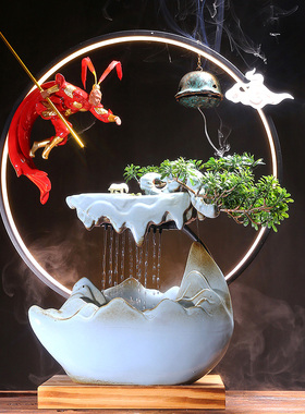 流水生财喷泉办公室桌面开业礼品