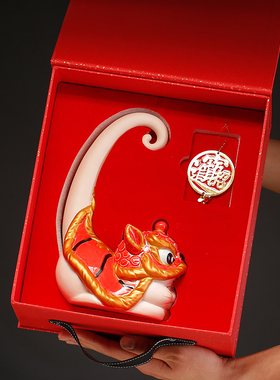 国潮醒狮舞狮招财猫摆件