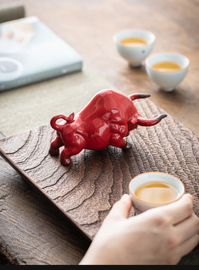 红色牛摆件家居客厅招财