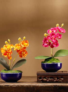 粉玫瑰花仿真假花小盆景