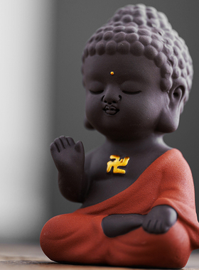 小如来茶宠摆件精品可养陶瓷小和尚