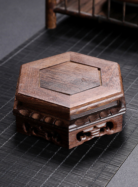 鸡翅木底座红木工艺品摆件倒流香炉盘香炉香道实木正方佛像底座