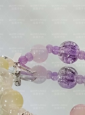 MUON LAKKE/福彩如意-原创红色紫色琉璃手串女如意纹生日礼物汉服