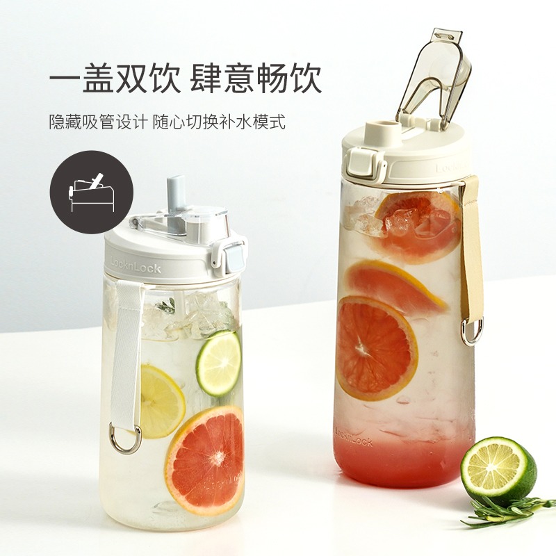 乐扣乐扣水杯大容量水壶夏季男生Tritan耐高温健身吸管杯运动水杯