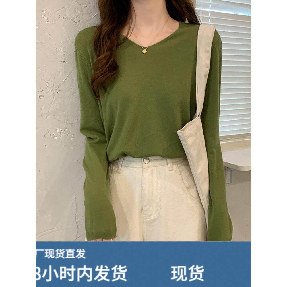 别致2025年高级感春季低领宽松毛衣女春季内搭v领针织打底衫上衣,淘宝优惠券,粉丝福利购,淘宝优惠卷