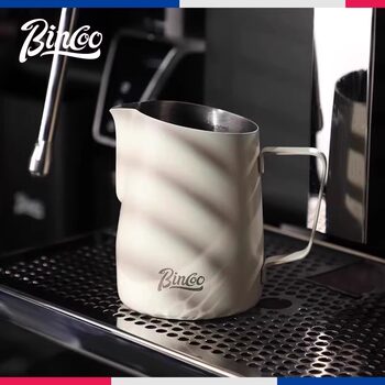 Bincoo Stainless Steel Latte Art Cylinder Milk Frothing Cup Slanted Mouth Latte Art Cup Professional Italian Coffee Milk Cylinder