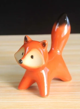 陶瓷狐狸摆件家居智慧工艺品0806