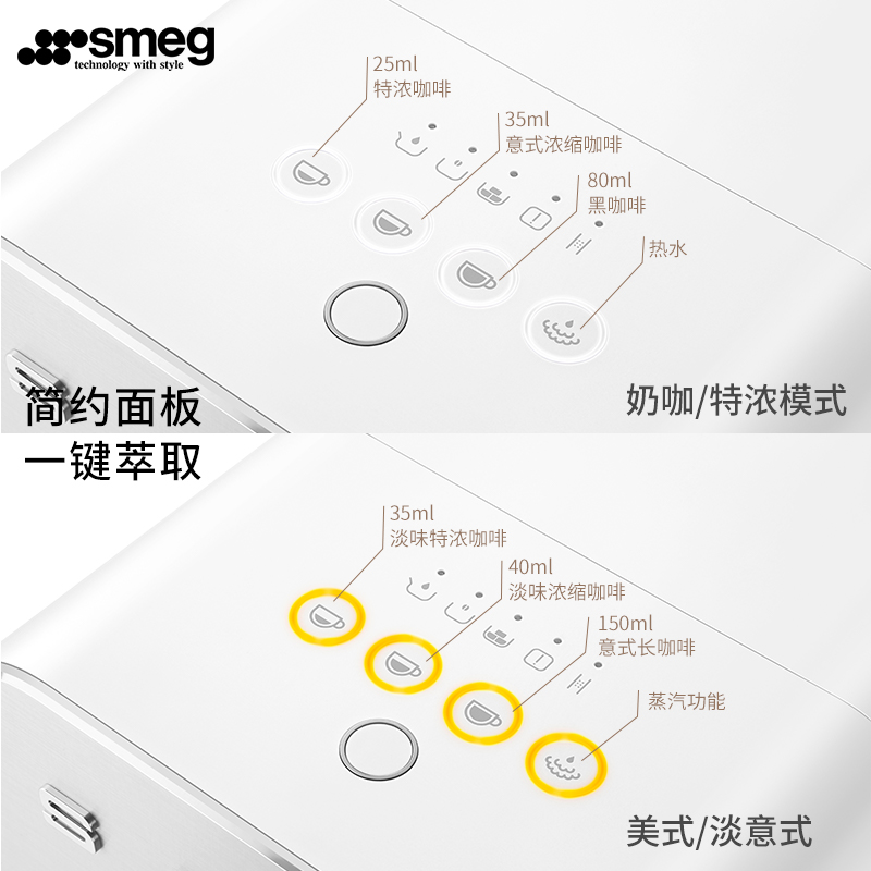 SMEG/斯麦格BCC02全自动咖啡机意式打奶泡拉花研磨一体家用办公室 - 图0