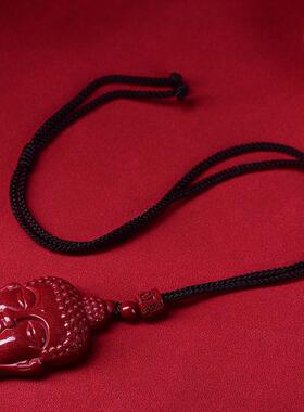 2026朱砂大佛头吊坠释迦牟尼女士挂件本命年项链女款朱砂佛头