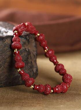 2026天然朱砂手串紫金砂葫芦手串红色饰品本命年情侣款工厂