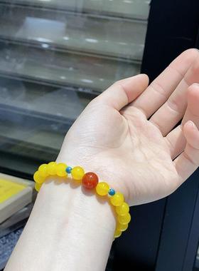 2026黄玛瑙搭配红玛瑙隔珠手串新中式转运珠黄色手链男女款