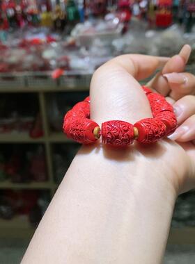 2026朱砂红砂桶珠手串简约本命年红色显白手链男女款饰品