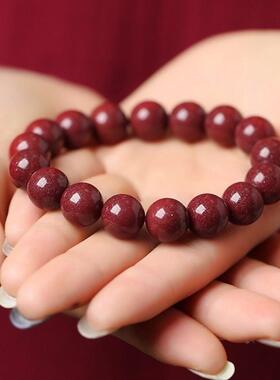 2026朱砂单圈手链女素圈珠本命年紫金砂手串男士朱砂朱砂低含量