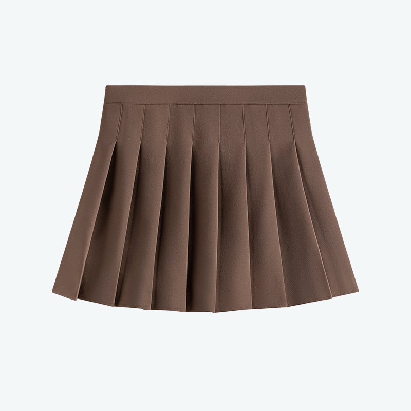 棕色秋冬毛呢卡其高腰显瘦jk百褶裙 莉诗琳半身裙