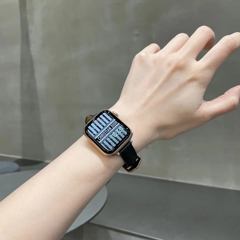 新款高级简约真皮适用iwatch8/9苹果手表带applewatch7654代SE女-图3